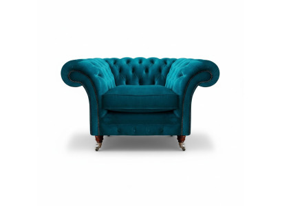 Armchair Blue Luxury Style Chesterfield Living Room Upholstery Fabric Modern Textile