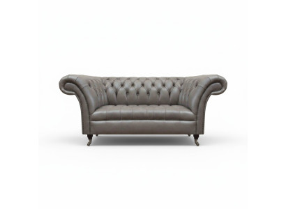 Gray Chesterfield two-seater leather couches 2-seater upholstered furniture.
