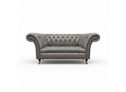 Gray Chesterfield two-seater leather couches 2-seater upholstered furniture.