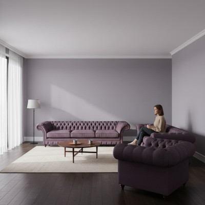 Chesterfield Lilac Furniture Complete Sofa Set Modern Seating 3-piece