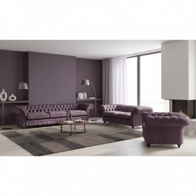 Chesterfield Lilac Furniture Complete Sofa Set Modern Seating 3-piece