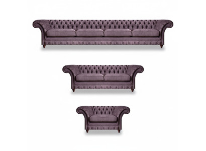 Chesterfield Lilac Furniture Complete Sofa Set Modern Seating 3-piece