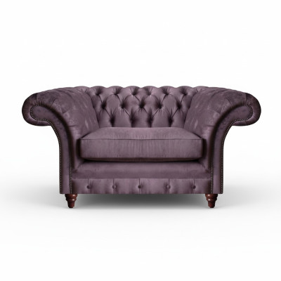 Chesterfield Lilac Armchair Living Room Textile Single Seat Elegant 1-Seater