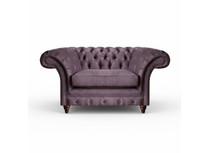 Chesterfield Lilac Armchair Living Room Textile Single Seat Elegant 1-Seater