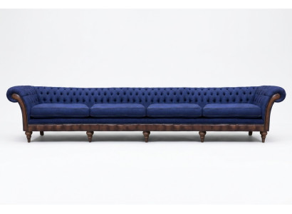 Blue Chesterfield living room four-seater sofa exclusive upholstered furniture