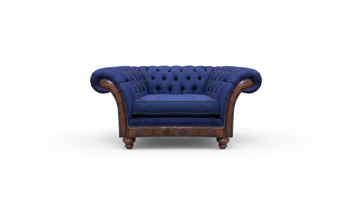 Luxurious Chesterfield Blue Armchair Upholstery Designer Recliner Chair