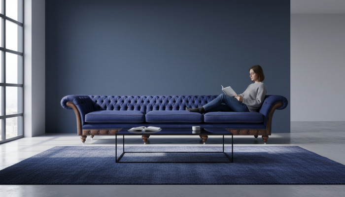 Chesterfield Luxurious Three-Seater Sofa Modern Couch Fabric Sofas Furniture