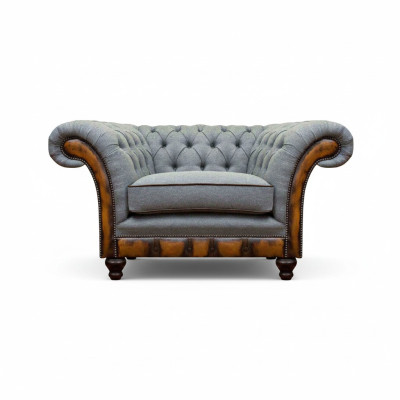 Gray single-seater Chesterfield armchair designer cocktail 1-seater