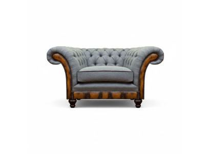 Gray single-seater Chesterfield armchair designer cocktail 1-seater