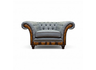 Gray single-seater Chesterfield armchair designer cocktail 1-seater