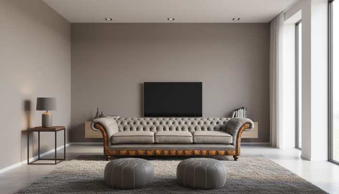 Light gray living room modern couch exclusive three-seater designer furniture