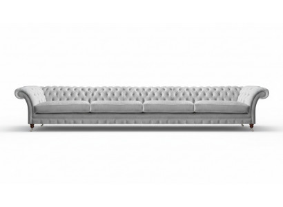 White Chesterfield Upholstered Four-Seater Designer Textile Sofa Noble Furniture