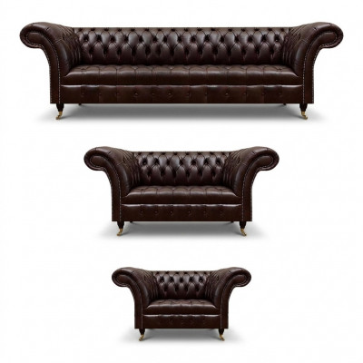 Brown Chesterfield leather couches designer three-seater four-seater armchair