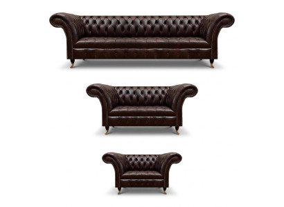 Brown Chesterfield leather couches designer three-seater four-seater armchair