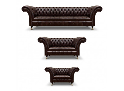 Brown Chesterfield leather couches designer three-seater four-seater armchair