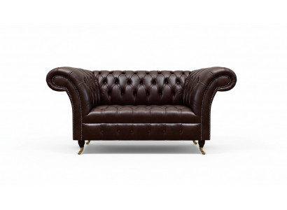 Brown Chesterfield leather sofa designer faux leather couches two-seater
