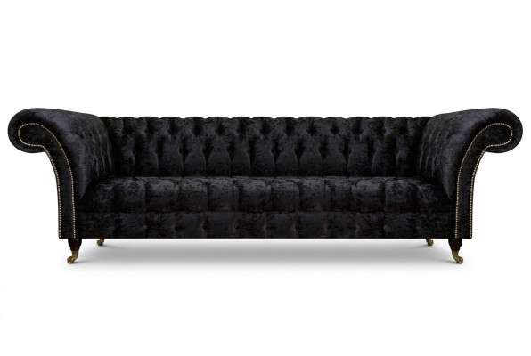 Chesterfield Modern Black Four-Seater Elegant Upholstered Furniture 4-Seater