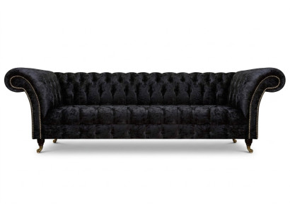 Chesterfield Modern Black Four-Seater Elegant Upholstered Furniture 4-Seater