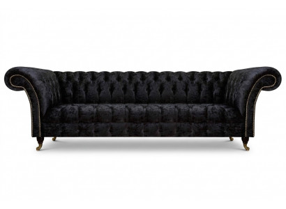 Chesterfield Modern Black Four-Seater Elegant Upholstered Furniture 4-Seater