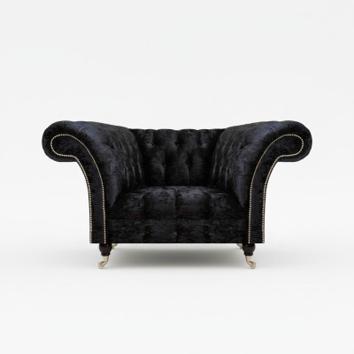 Chesterfield Upholstered Armchair Black Single-Seater Luxurious Recliner