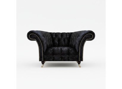 Chesterfield Upholstered Armchair Black Single-Seater Luxurious Recliner