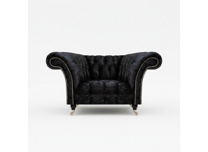Chesterfield Upholstered Armchair Black Single-Seater Luxurious Recliner