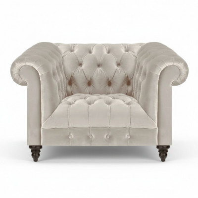 White Chesterfield Upholstered Armchair Designer Fabric Armchair Textile Seating Furniture