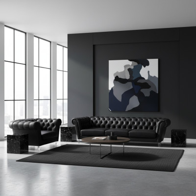 Modern black Chesterfield upholstered furniture exclusive leather sofa armchair