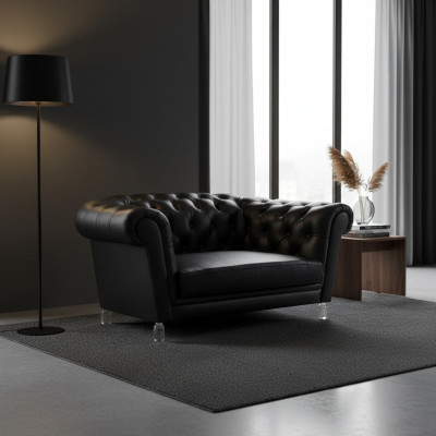 Modern black Chesterfield armchair living room recliner 1-seater