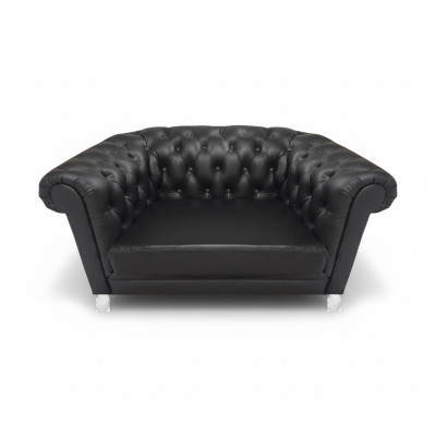 Modern black Chesterfield armchair living room recliner 1-seater