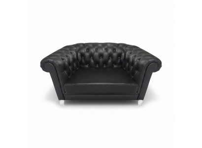 Modern black Chesterfield armchair living room recliner 1-seater