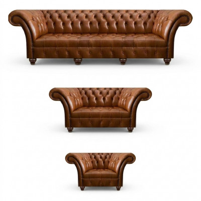 Chesterfield brown leather suite exclusive couches designer armchair