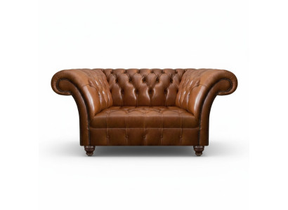 Brown Chesterfield Leather Two-Seater Designer Faux Leather 2-Seater Sofa