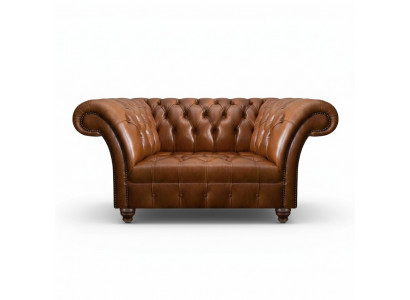 Brown Chesterfield Leather Two-Seater Designer Faux Leather 2-Seater Sofa