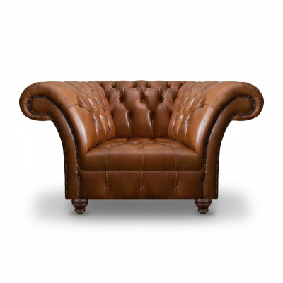 Brown Chesterfield armchair living room leather armchair upholstery 1-seater
