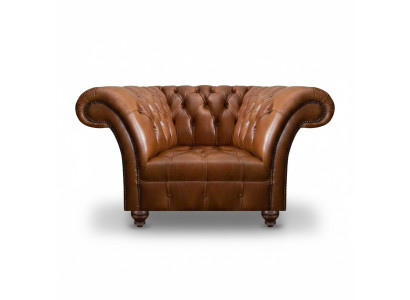 Brown Chesterfield armchair living room leather armchair upholstery 1-seater