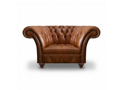 Brown Chesterfield armchair living room leather armchair upholstery 1-seater