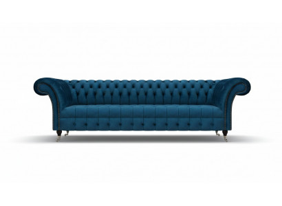 Luxurious Blue Chesterfield Sofa Upholstered Couch Designer Textile Sofa