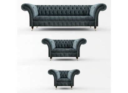 Chesterfield gray sofa set designer upholstered sofas noble armchair