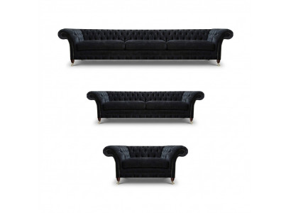 Black Chesterfield sofas designer living room upholstered couches armchairs