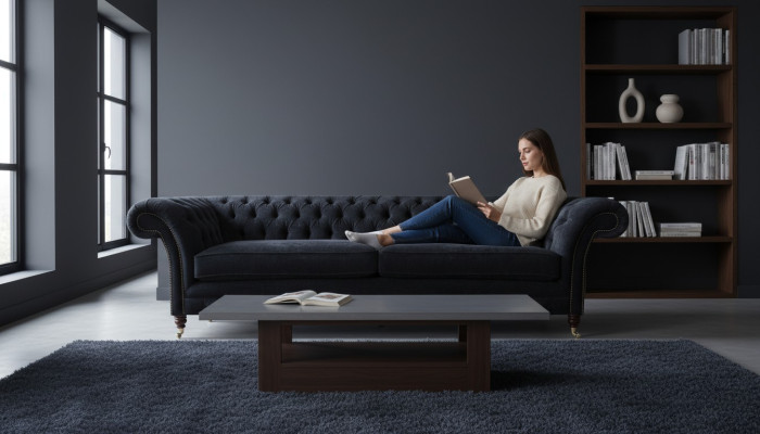 Luxurious Chesterfield Upholstered Two-Seater Designer Fabric Sofas Furniture