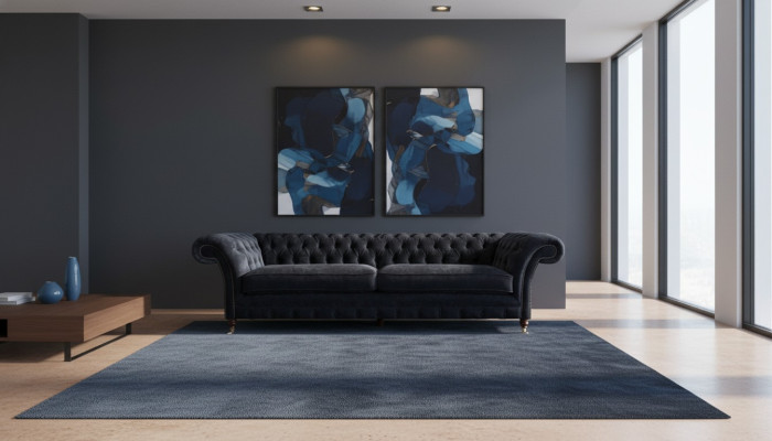 Luxurious Chesterfield Upholstered Two-Seater Designer Fabric Sofas Furniture