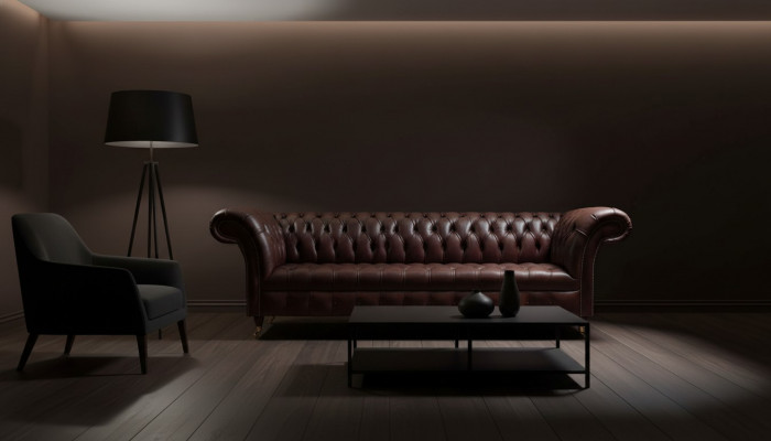 Modern faux leather sofa designer living room four-seater upholstered couch