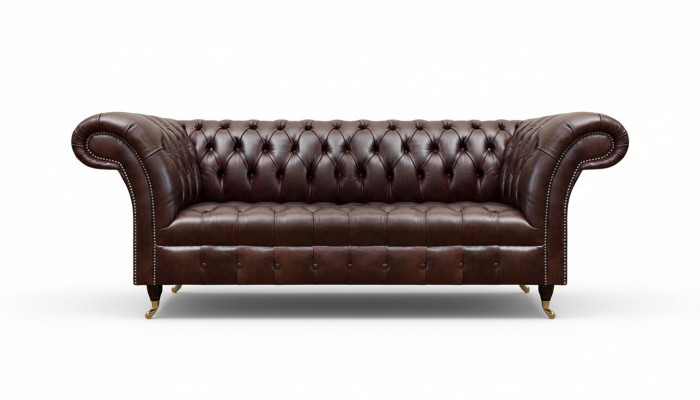 Brown Chesterfield Faux Leather Couch Designer Sofa Living Room Furniture