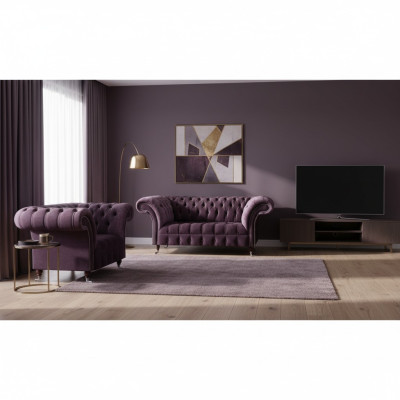 Lila Chesterfield Upholstered Furniture Designer Living Room Sofa Set 2-piece