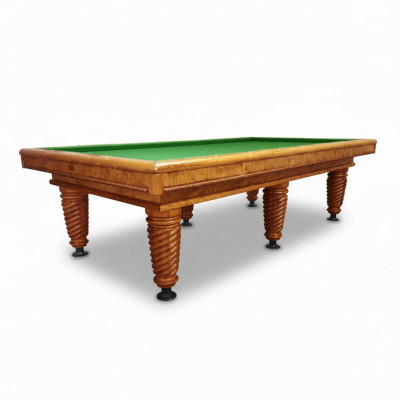 Brown solid wood billiard table with elegant accents