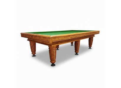 Brown solid wood billiard table with elegant accents