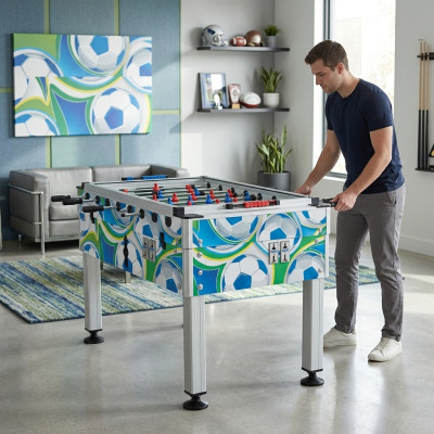 Professional multicolored table football made of aluminum and wood