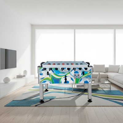 Professional multicolored table football made of aluminum and wood