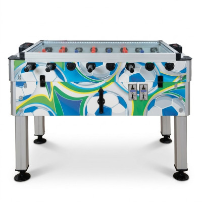 Professional multicolored table football made of aluminum and wood